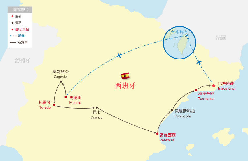 西班牙行程地圖